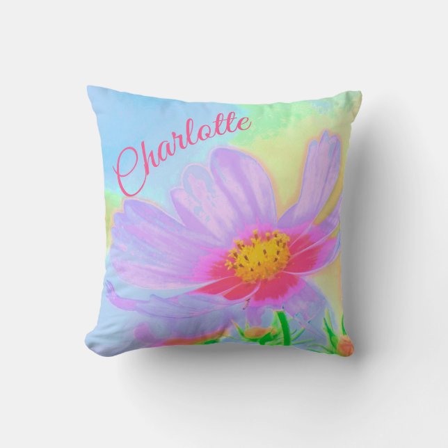 Coussin Jolie Fleur d'Aster Rose (Recto)