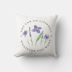 Coussin Jolie fleur sauvage aquarelle violette et lavande