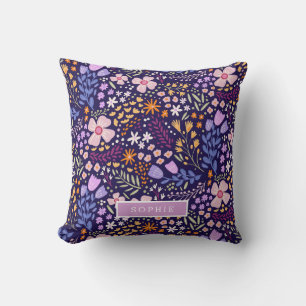 Coussin Jolie florale aquarelle en fleurs personnalisée