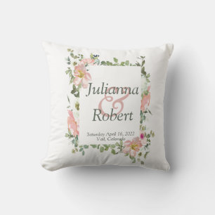 Coussin Jolie jeté de pilule de mariage floral aquarelle r