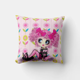 Coussin Jolie jolie filleKawaii PinkyP par LeahG