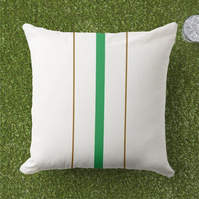 Coussin Jolie Kelly Green Brown Racing Stripes Sur Blanc (Herbe)