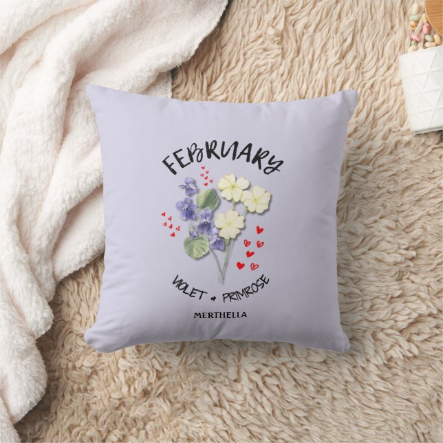 Coussin Jolie Lilac Mois de naissance Fleur FÉVRIER Christ (Couverture)