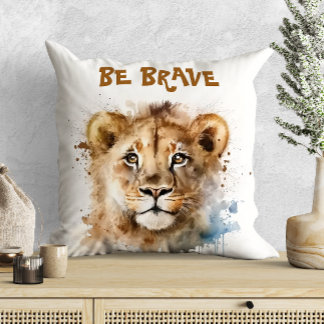 Coussin Jolie lionceau aquarelle motivation