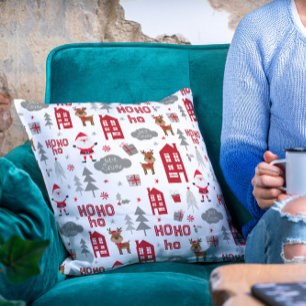 Coussin Jolie Noël Père Noël Reindeer Vacances d'hiver