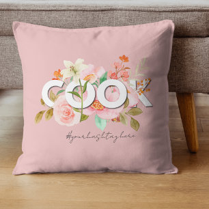 Coussin Jolie personne COOK personnalisée aquarelle floral