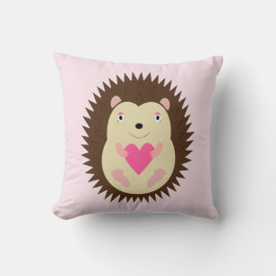 Coussin Jolie petite fille hérisson rose