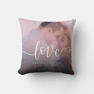 Coussin Jolie photo d'amour couleur rose pastel
