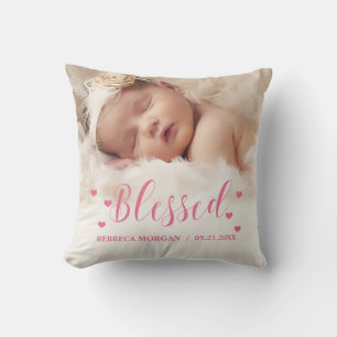 Coussin Jolie Photo Rose Bébé Nouveau-Né Naissance