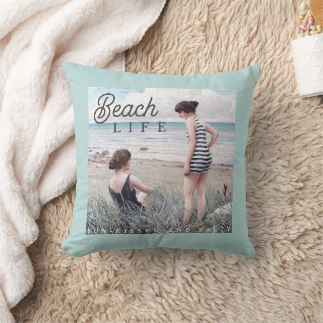 Coussin Jolie plage de sable brun et salé (Couverture)