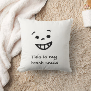 Coussin Jolie Plage Lover Smile Doodé Face Texte Design