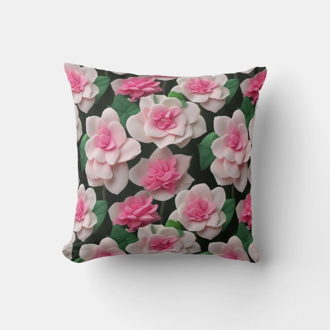 Coussin Jolie rose rose rose rose rose roses dahlias pies (Recto)