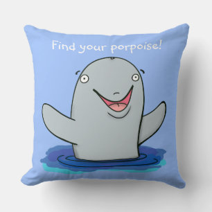 Coussin Jolie trouver votre caricature bleu marsouin
