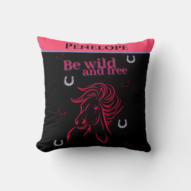 Coussin Jolies filles Soyez sauvages et Cheval décoratif g (Recto)