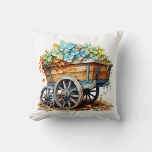 Coussin Jolies Fleurs sauvages En Wagon Boisé