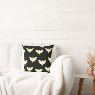 Coussin Jolies nuances de chauves-souris jaunes Halloween 