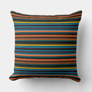 Coussin Jolies rayures noires bleues