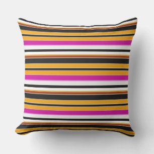 Coussin Jolies rayures noires orange