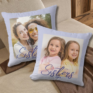 Coussin Jolies Sœurs Alors Et Maintenant 2 Photo  Lavande 