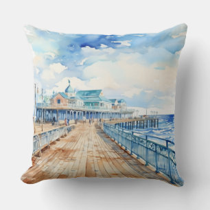 COUSSIN JOLIMENT PASTEL WATERCOLOR BOARDWALK AND BEACH