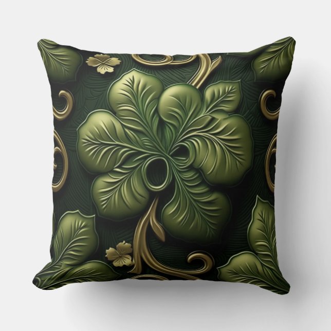 COUSSIN JOLIMENT VERT & GOLD IRISH CELTIC KNOTS (Recto)