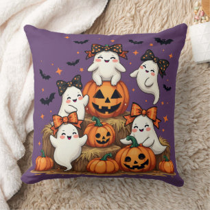 Coussin Jolis fantômes d'Halloween avec des nœuds coquette