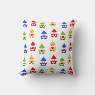 Coussin Jolis nains multicolores sur fond blanc
