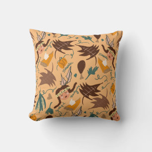Coussin Jolis pèlerins de Thanksgiving avec feuillage auto