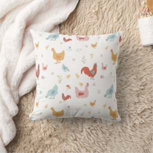 Coussin Jolis poulets, poules et poussins
