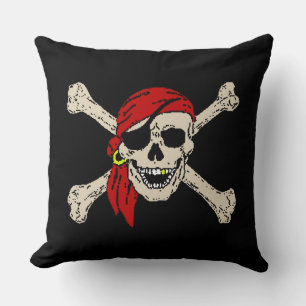 Coussin Jolly roger Pirate Skull Bones Nom du bateau Port