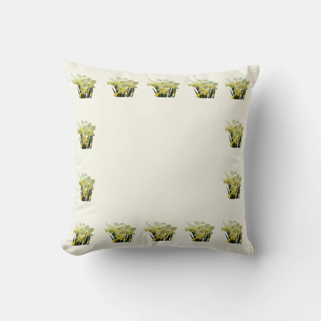 Coussin Jonquilles et bourgeons (Recto)