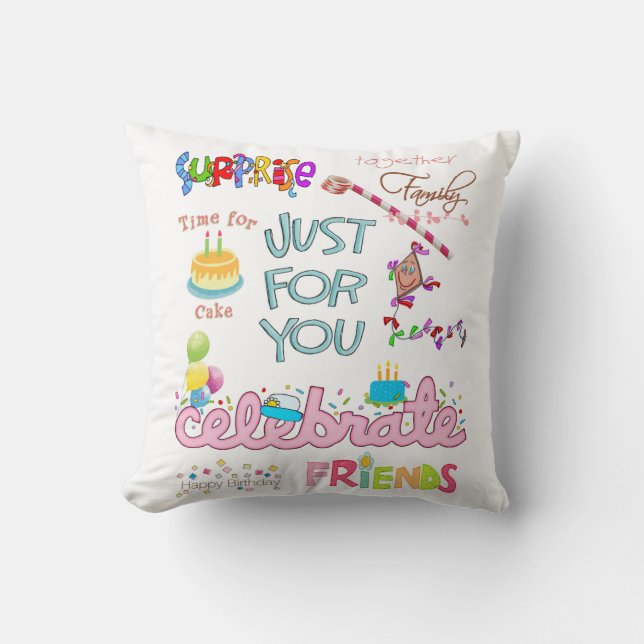 Coussin Jouer Oreiller, Joyeux Anniversaire Famille Jouer (Recto)