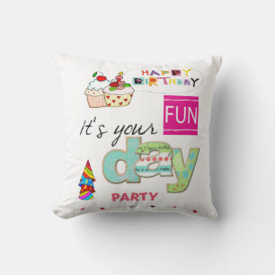 Coussin Jouer Oreiller, Joyeux Cupcake FUN Anniversaire
