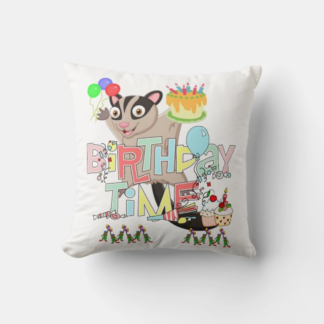 Coussin Jouer Oreiller, Joyeux gâteau Possum Anniversaire (Recto)