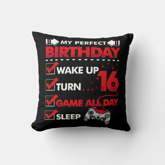 Coussin Joueur 16 ans Garçon 16ème Jeu d'anniversaire parf (Recto)
