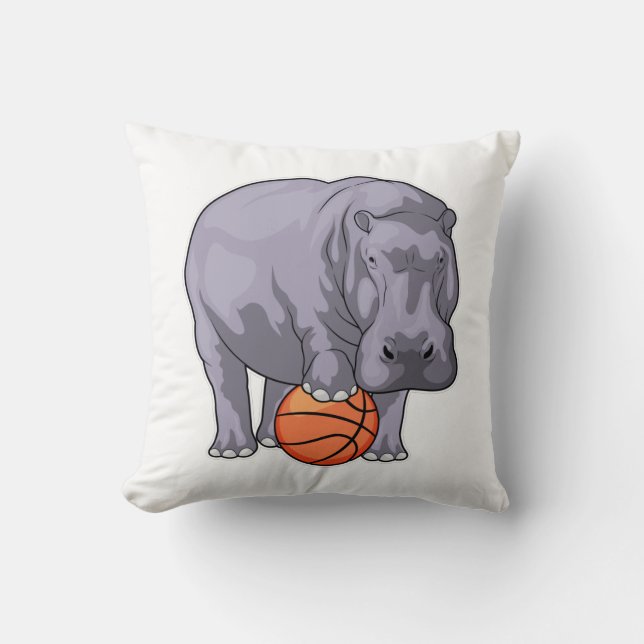 Coussin Joueur de basket-ball hippo (Recto)