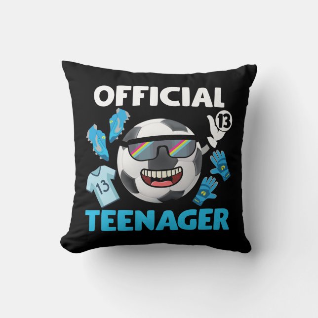 Coussin Joueur De Football Adolescent De 13E Anniversaire (Recto)