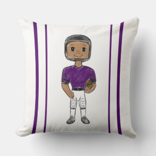 Coussin joueur de football vintage rétro violet noir simpl