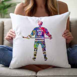 Coussin Joueur de hockey coloré