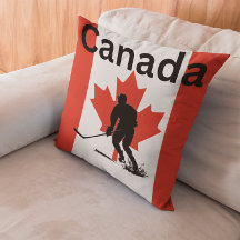 Joueur de hockey sur glace sur drapeau canadien