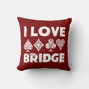 Coussin Joueur de jeu de cartes de bridge que j'aime