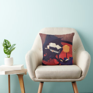 Coussin Joueur de piano Pianiste Salon de musique Art Déco