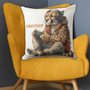 Coussin Joueur d'oreiller à lancer personnalisé Cheetah po