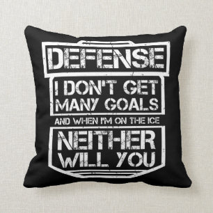 Coussin Joueur drôle de défenseur de T-shirt de hockey s