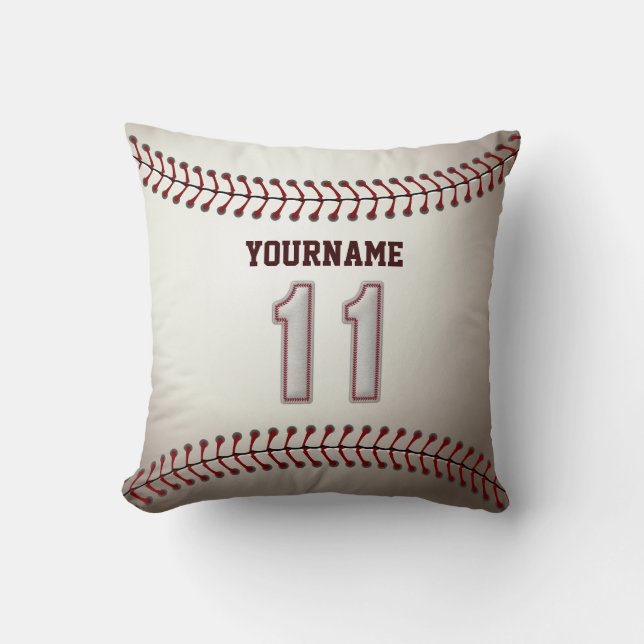 Coussin Joueur numéro 11 - points frais de base-ball (Recto)