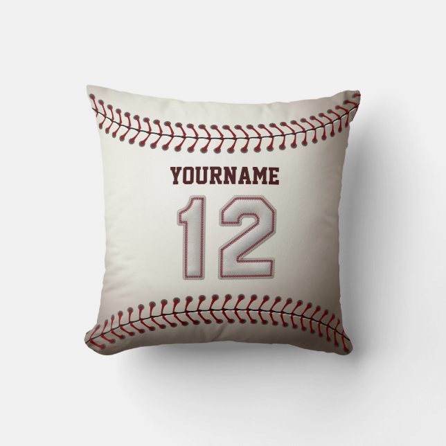 Coussin Joueur numéro 12 - points frais de base-ball (Recto)