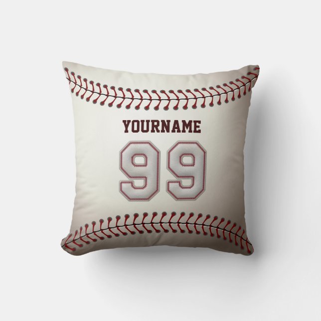 Coussin Joueur numéro 99 - points frais de base-ball (Recto)