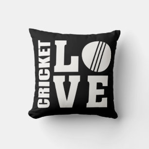 Coussin Joueurs de cricket, Love Cricket, Noir