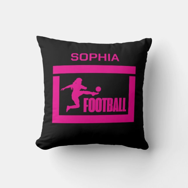 Coussin Joueuse de football fille, équipe fille d'annivers (Recto)