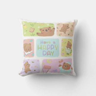 Coussin Jouez Un Joyeux Jour : Joli Teddy Bear Illustratio